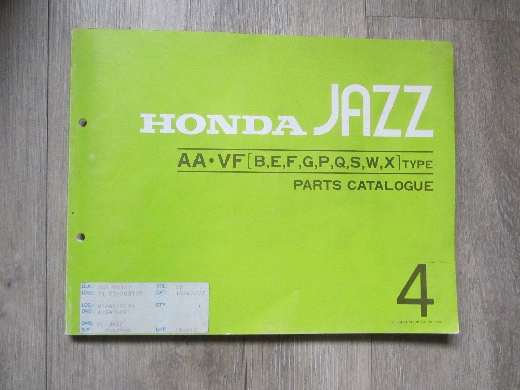 Honda Jazz Parts Catalogue 4, Ophalen of Verzenden, Zo goed als nieuw, Honda, Honda