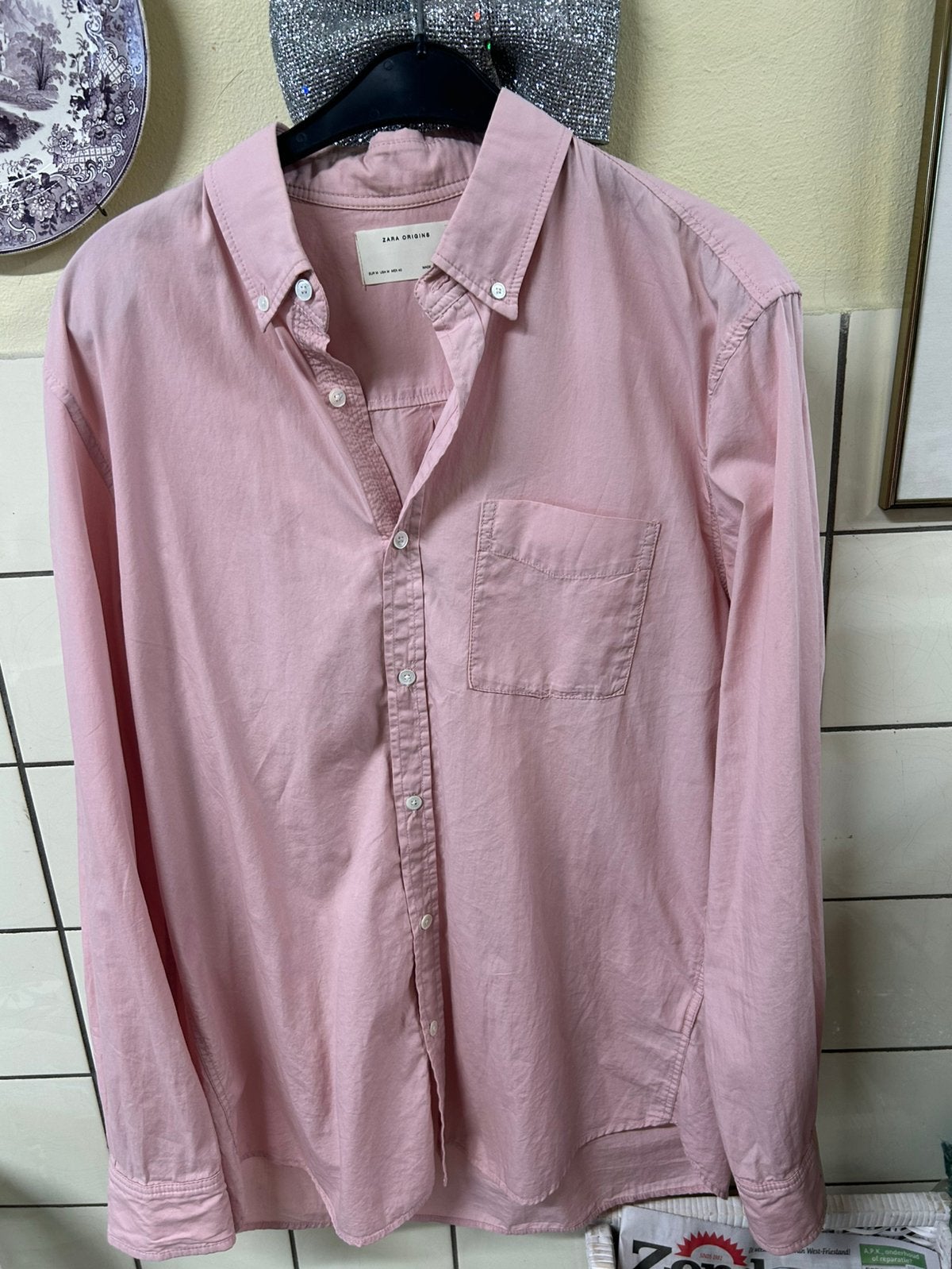 Zara roze blouse maat M heren of dames, Ophalen of Verzenden, Zo goed als nieuw, Maat 38/40 (M), Roze