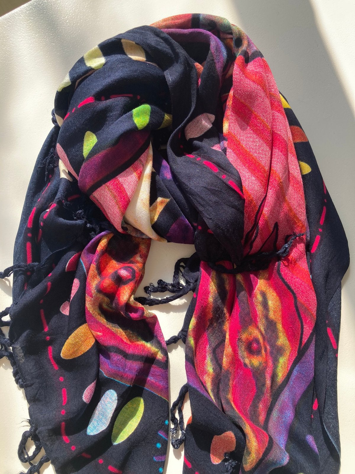 Kleurrijke SJAAL omslagdoek pareo sarong, Ophalen of Verzenden, Gedragen, Maat 42/44 (L), Sjaal