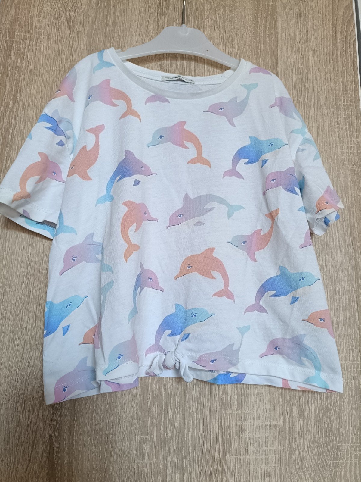 Tom Tailer shirt wit met regenboog dolfijnen, maat 116/122, Tom Tailor, Gebruikt, Meisje, Ophalen of Verzenden