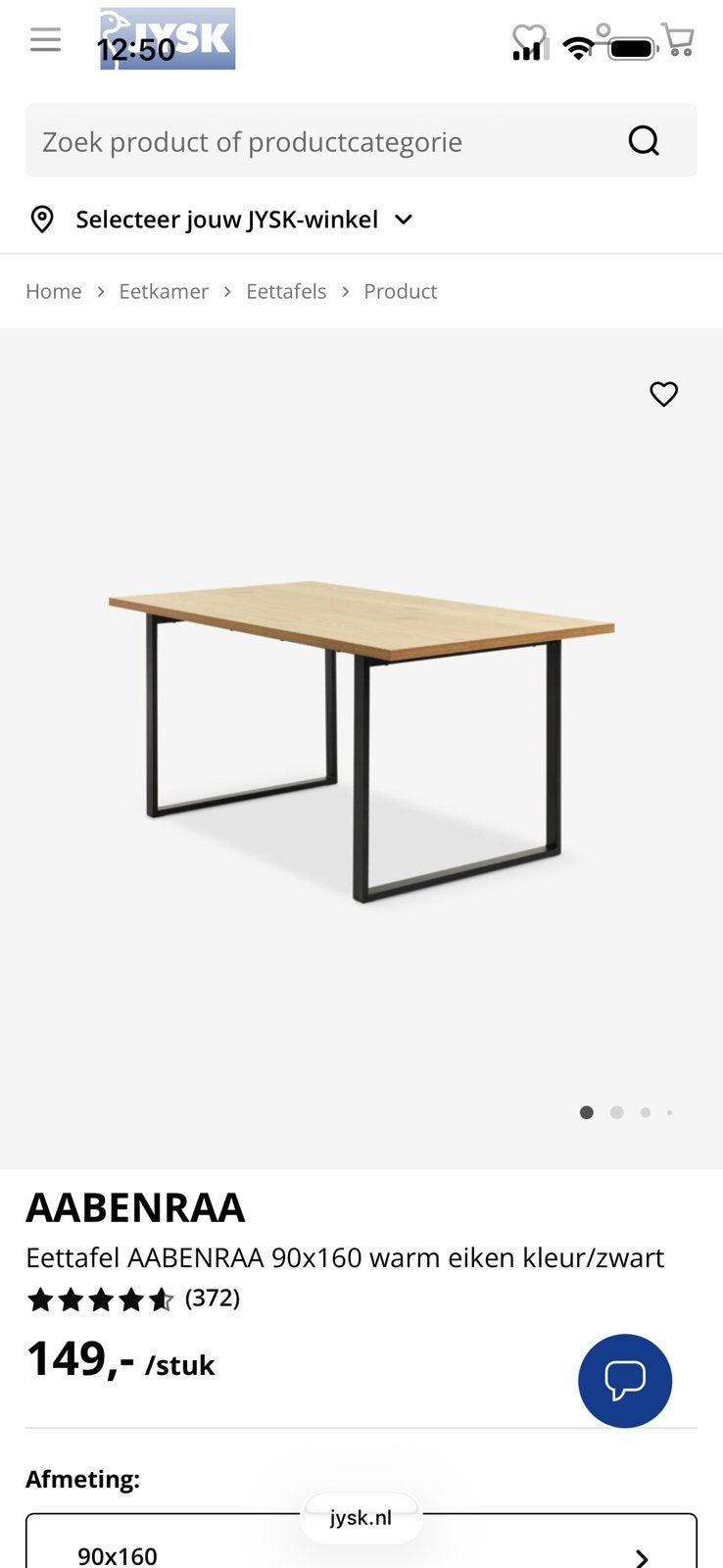 Tafel, als nieuw ( zit nog in doos) 90x160, Ophalen, 50 tot 100 cm, Zo goed als nieuw, 150 tot 200 cm