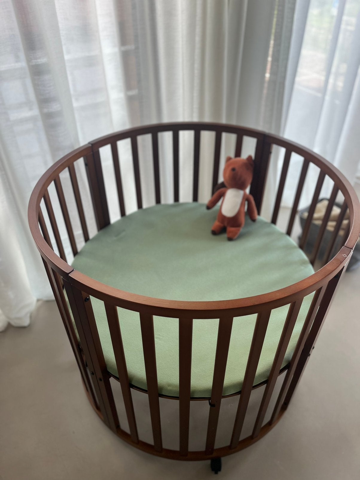 Ronde Box Babypark Puck Walnoot, Ophalen, Zo goed als nieuw, Rond