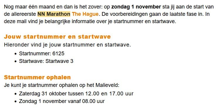 Kaartje NN marathon Den Haag, Eén persoon, Oktober