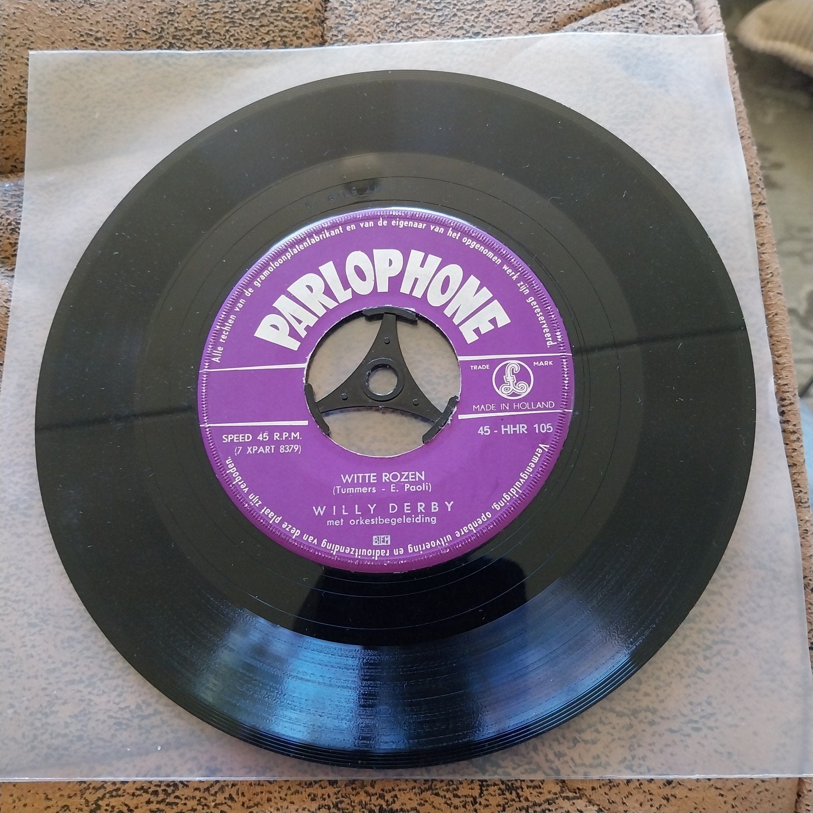 Willy Derby - Witte Rozen / Als Ik Groot Ben, Lieve Moeder, Gebruikt, Voor 1960, 7 inch, Single
