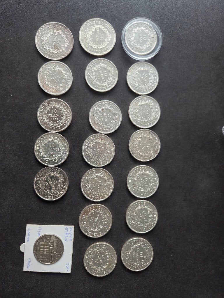 Zilver munten 10 francs en 50 francs 500 graam, Ophalen of Verzenden, Frankrijk, Overige waardes, Zilver