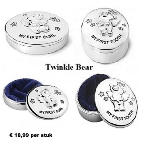 Tandendoosje, haarlokdoosje Twinkle Bear 4 soorten, Verzenden, Nieuw