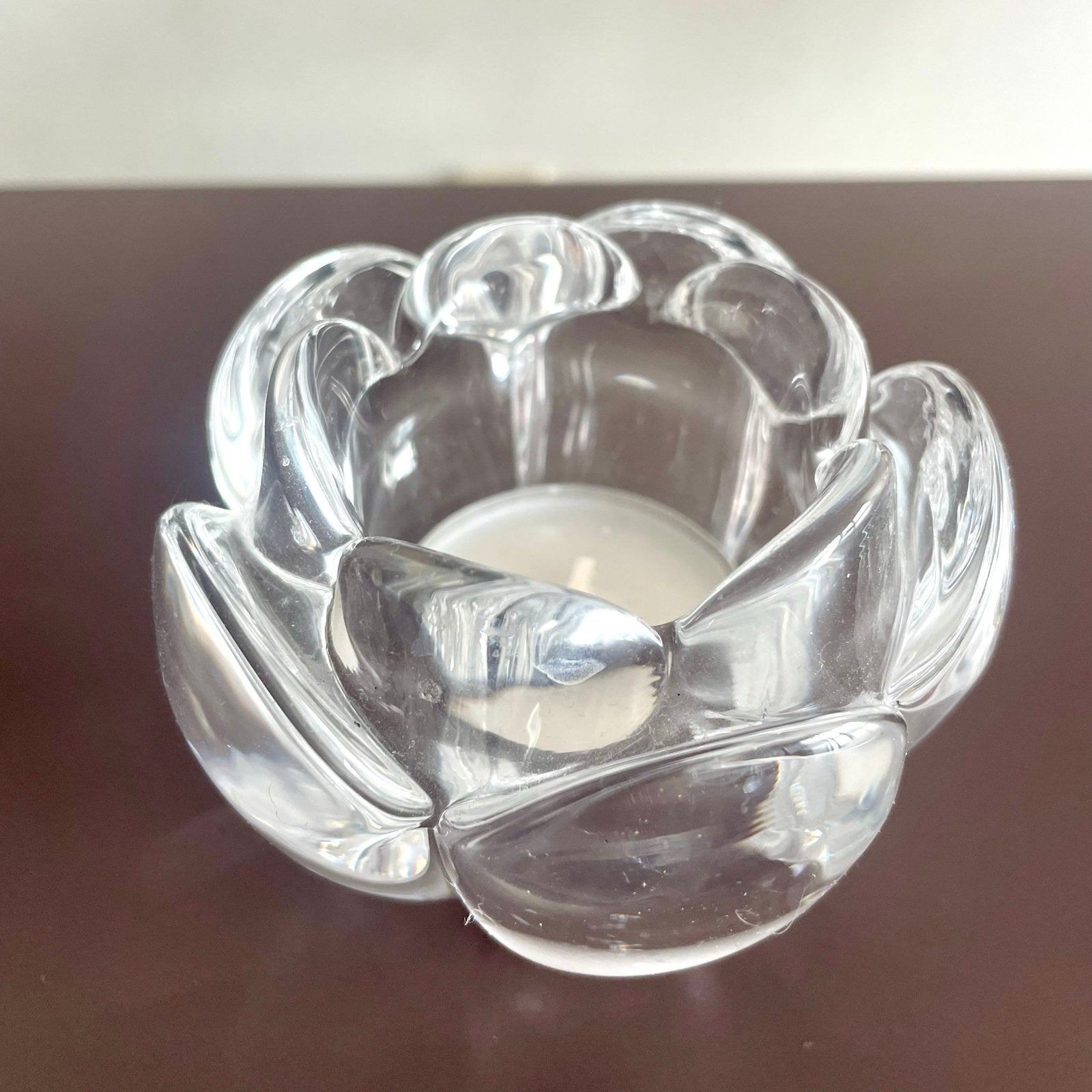 Royal Copenhagen ‘lotus’ Kristal Theelichthouder, Overige merken, Waxinelichthouder, Ophalen of Verzenden, Glas