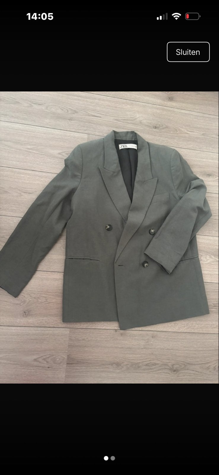 Zara Double-Breasted Blazer - Maat L khaki kleur, Maat 42/44 (L), Ophalen of Verzenden, Zo goed als nieuw, Jasje