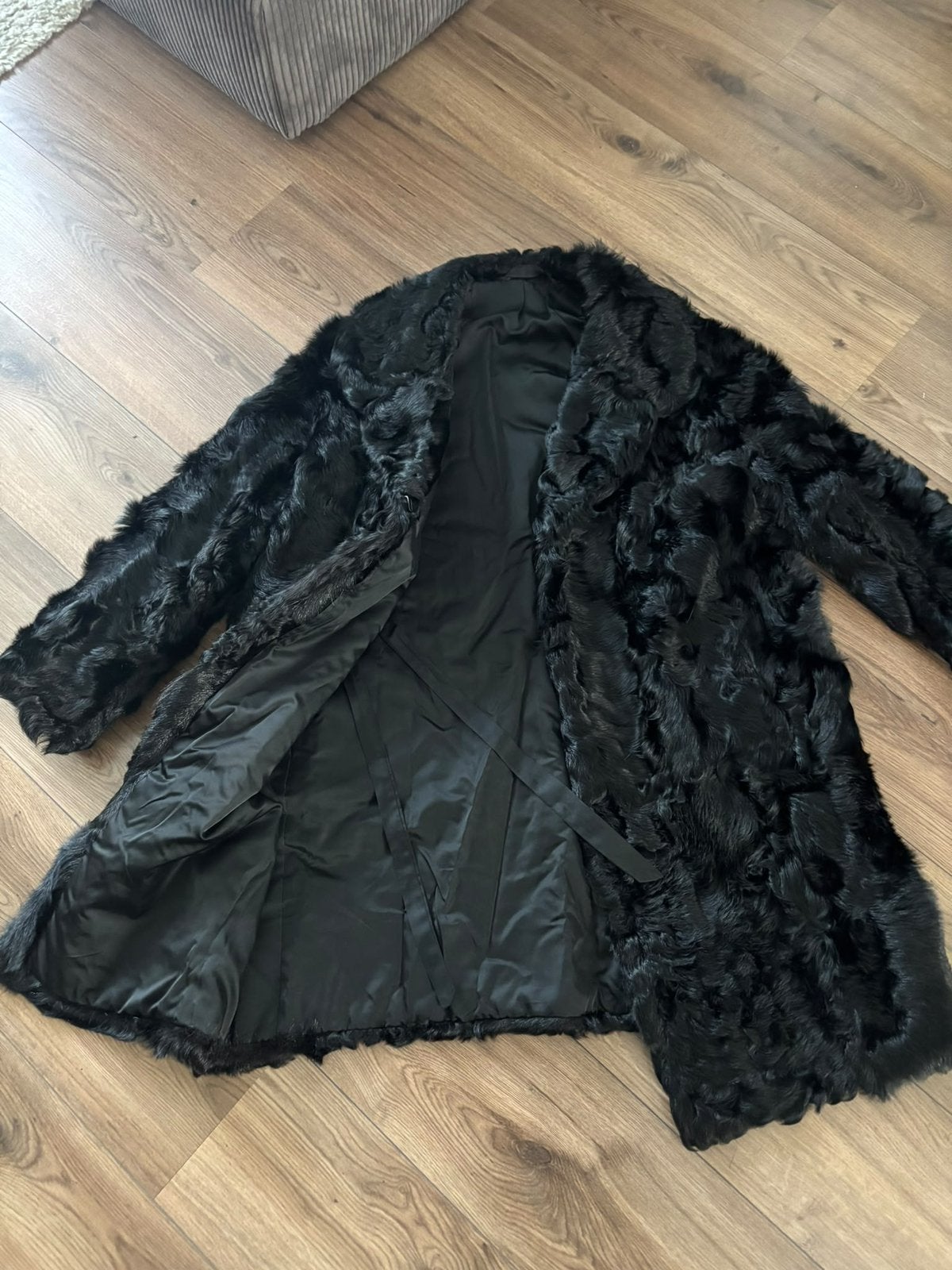 Exclusieve Vintage Jas van Echt Bont – Diepzwart/Lengte 90cm, Ophalen of Verzenden, Zo goed als nieuw, Zwart