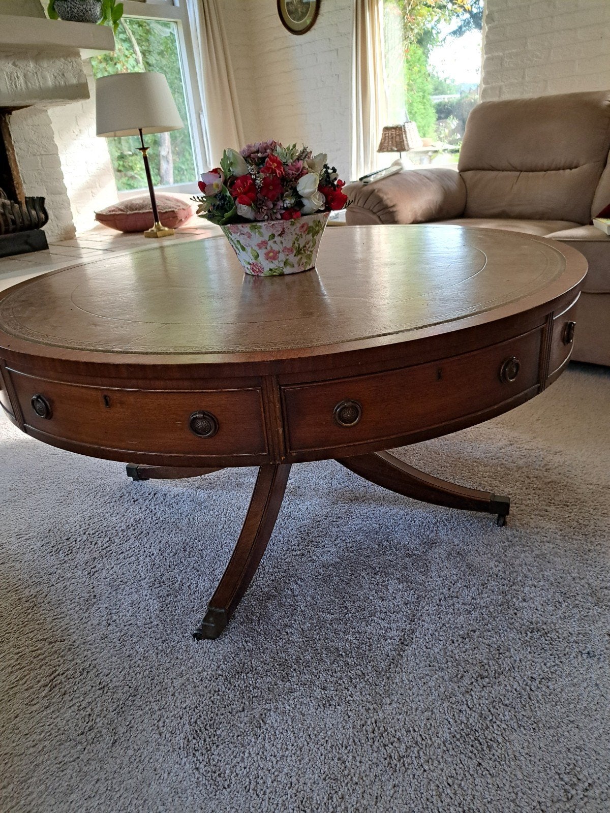Antieke salontafel met lades, Antiek en Kunst, Ophalen