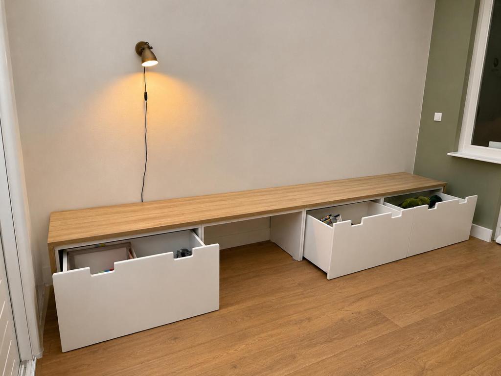 Ikea speelgoedkist met lades en bank, Huis en Inrichting, Ophalen, Gebruikt, 3 of 4 laden, 200 cm of meer