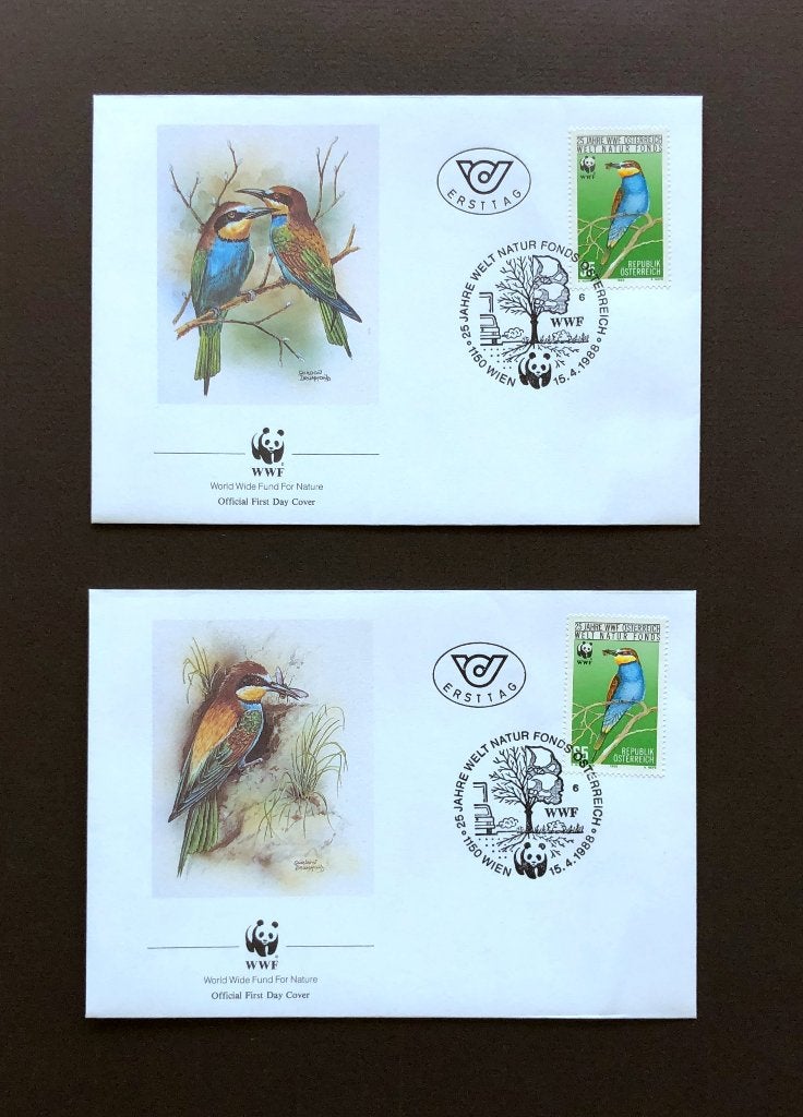 WWF WNF Oostenrijk 1988 FDC Bijeneter Vogel, Postzegels en Munten, Postzegels | Eerstedagenveloppen, Ophalen of Verzenden, Onbeschreven