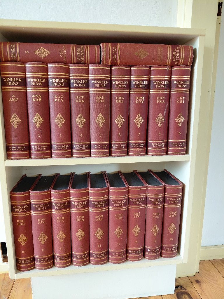 Antieke 18-delige Winkler Prince Encyclopedie, Ophalen, Complete serie, Amsterdam Elsevier Brussel, Zo goed als nieuw