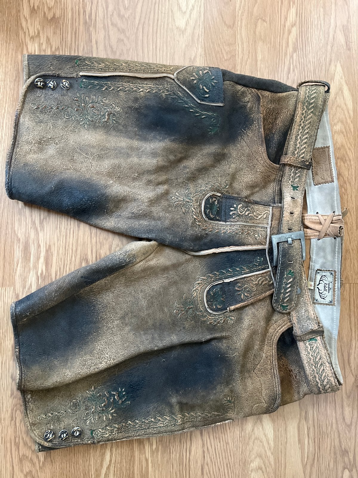 Lederhose maat 58, echt wildbock leer., Kleding | Heren, Ophalen of Verzenden, Zo goed als nieuw, Maat 56/58 (XL), Bruin
