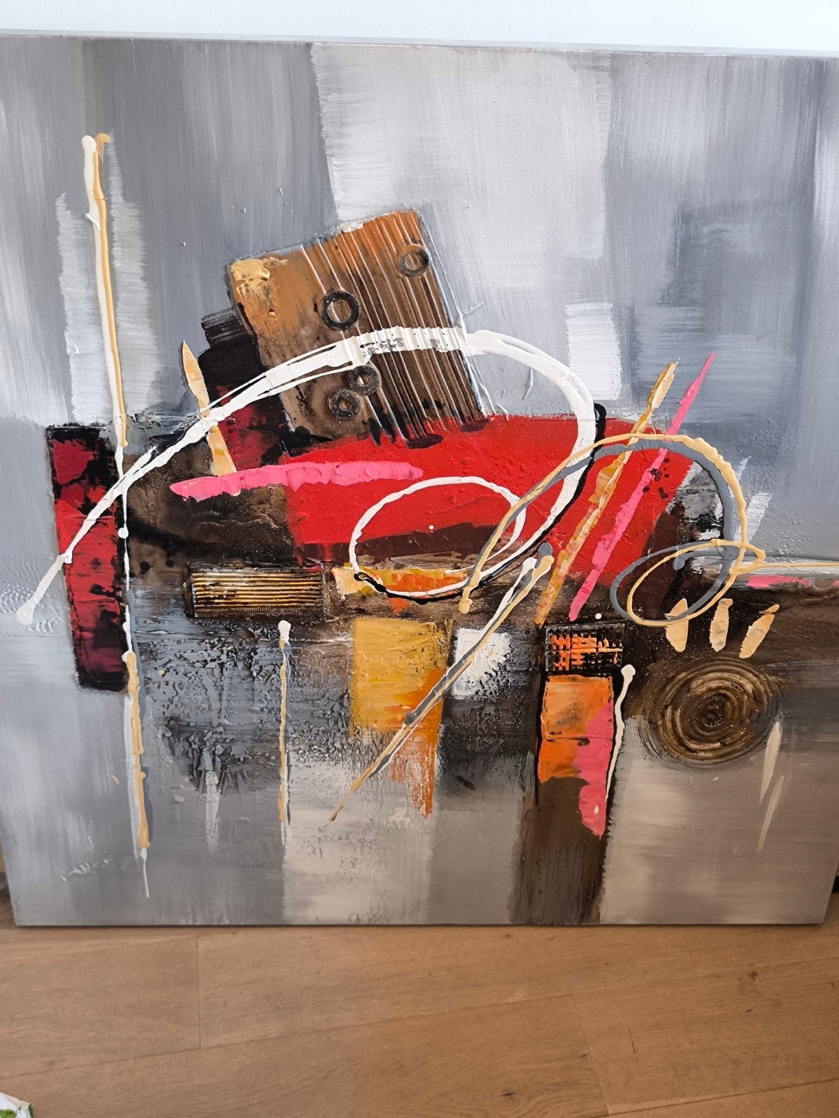 Abstract Schilderij 120x120 cm - Modern Kunstwerk, Antiek en Kunst, Ophalen