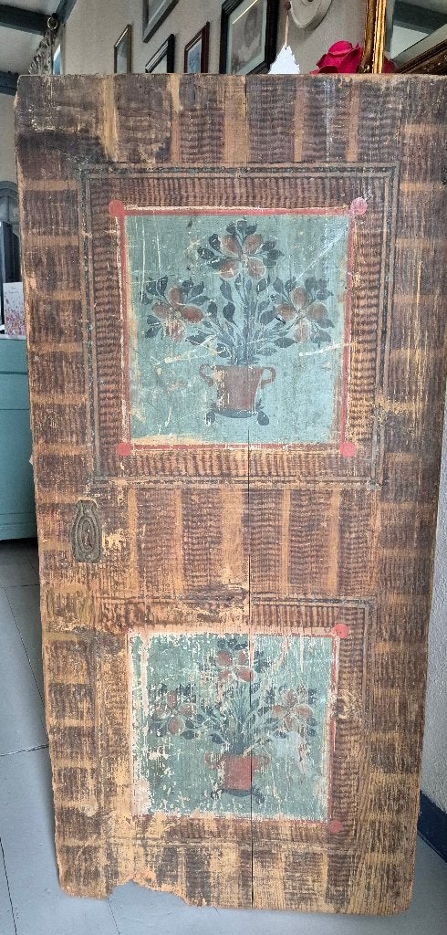 Foto 10 van Antiek beschilderde houten paneel, deur, 19e eeuw