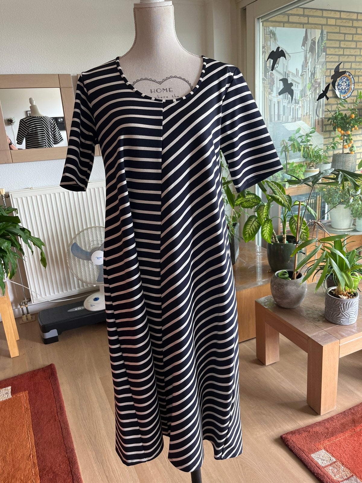 Ophelia Gestreepte Jurk - Maat 2, Blauw, Maat 46/48 (XL) of groter, Ophalen of Verzenden, Gedragen
