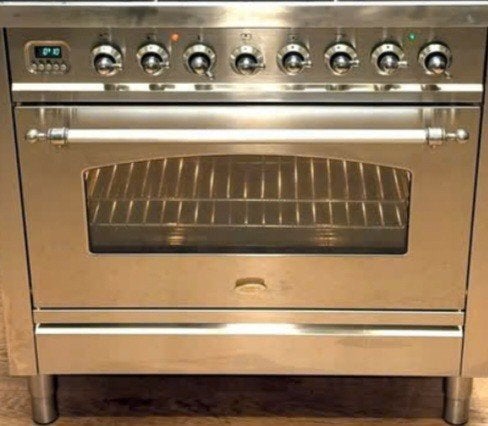 Boretti rvs 6 pits gasfornuis 90cm, Ophalen, Gebruikt, 60 cm of meer, Gas