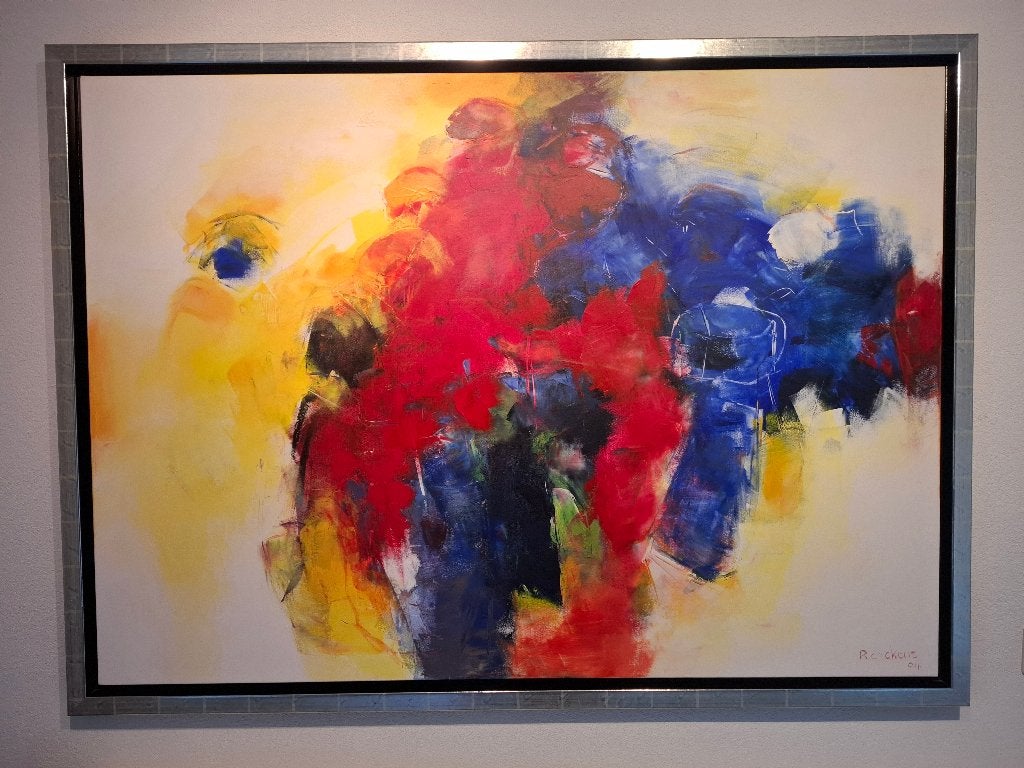 Levendig schilderij acryl op doek van Ria Erckens 140x100cm, Ophalen, Abstract, Acrylverf, Overige materialen