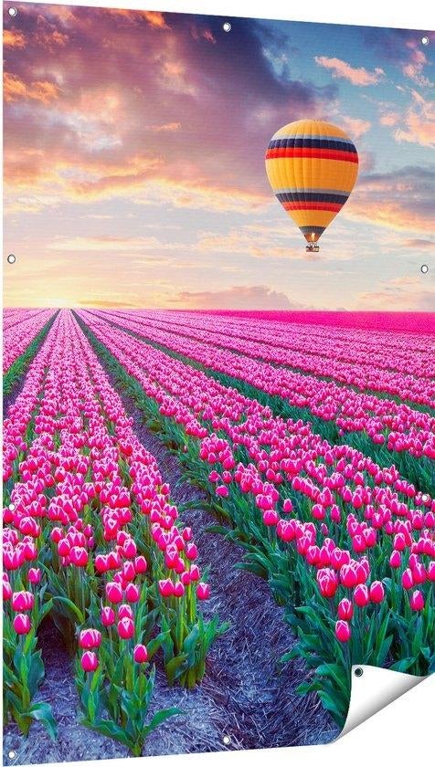 Gards Tuinposter Bloemenveld met Roze Tulpen, Tuin en Terras, Tuinwanddecoratie, Onbekend, Nieuw, Ophalen of Verzenden, Onbekend