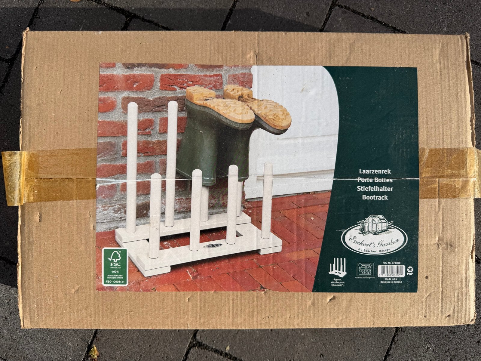 Nieuw Laarzenrek / Bootrack van Esschert's Garden, Ophalen, Nieuw, Wit, Hout