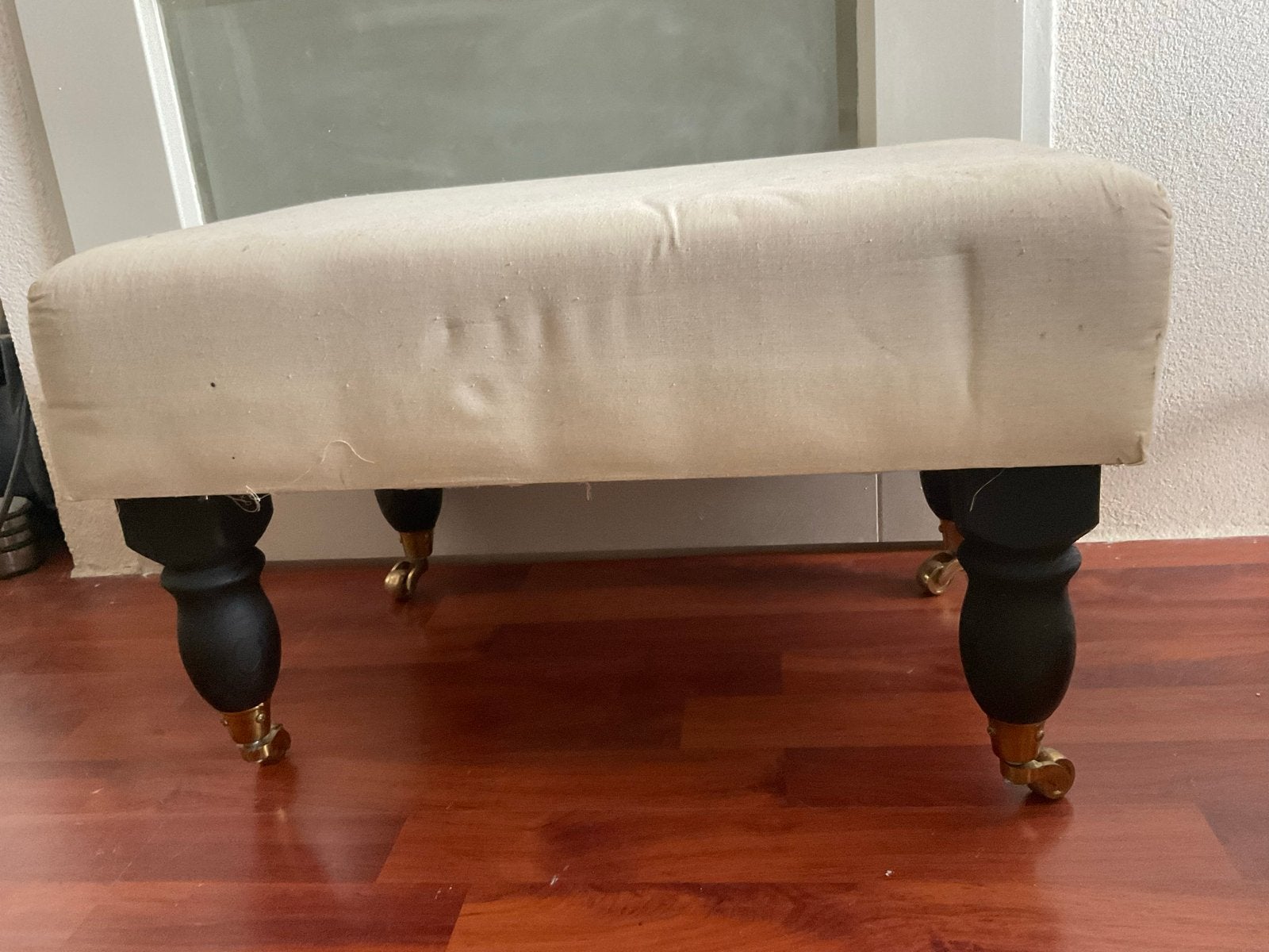 Landelijk hocker bankje met wieltjes, Ophalen of Verzenden