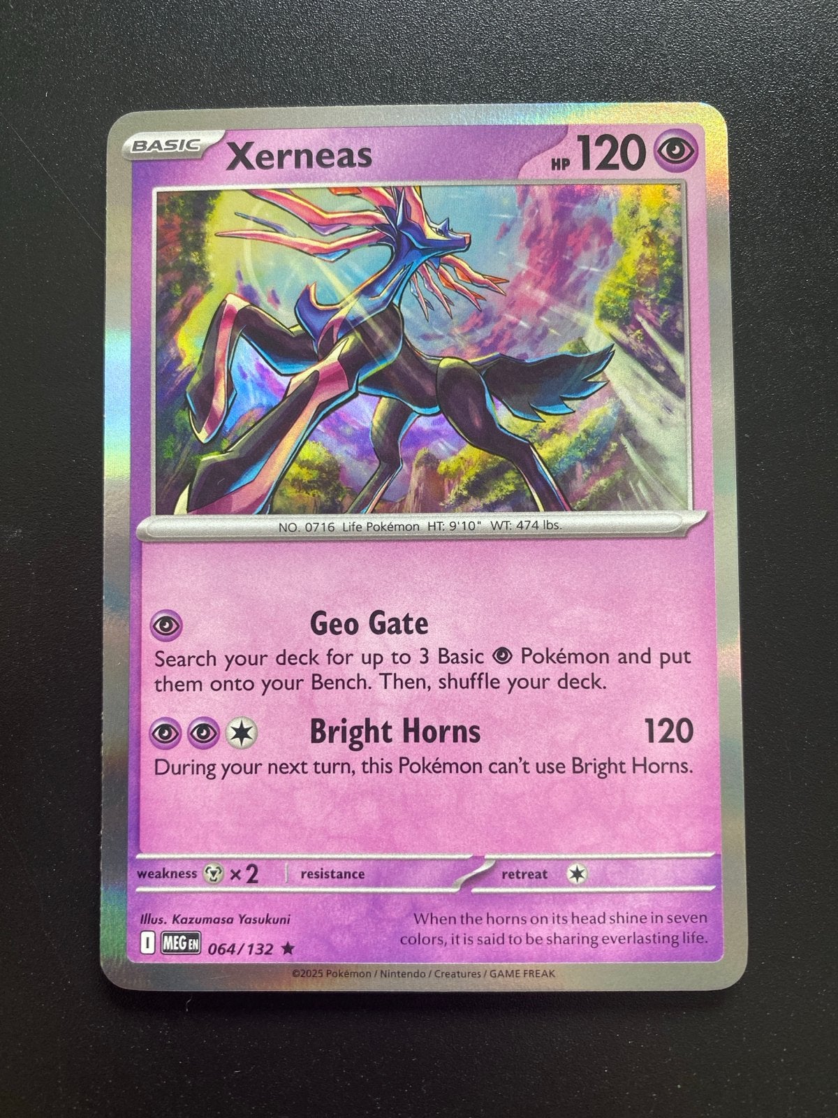 Xerneas 064/132 Rare Holo Pokémon Mega Evolution, Ophalen of Verzenden, Zo goed als nieuw, Losse kaart, Foil