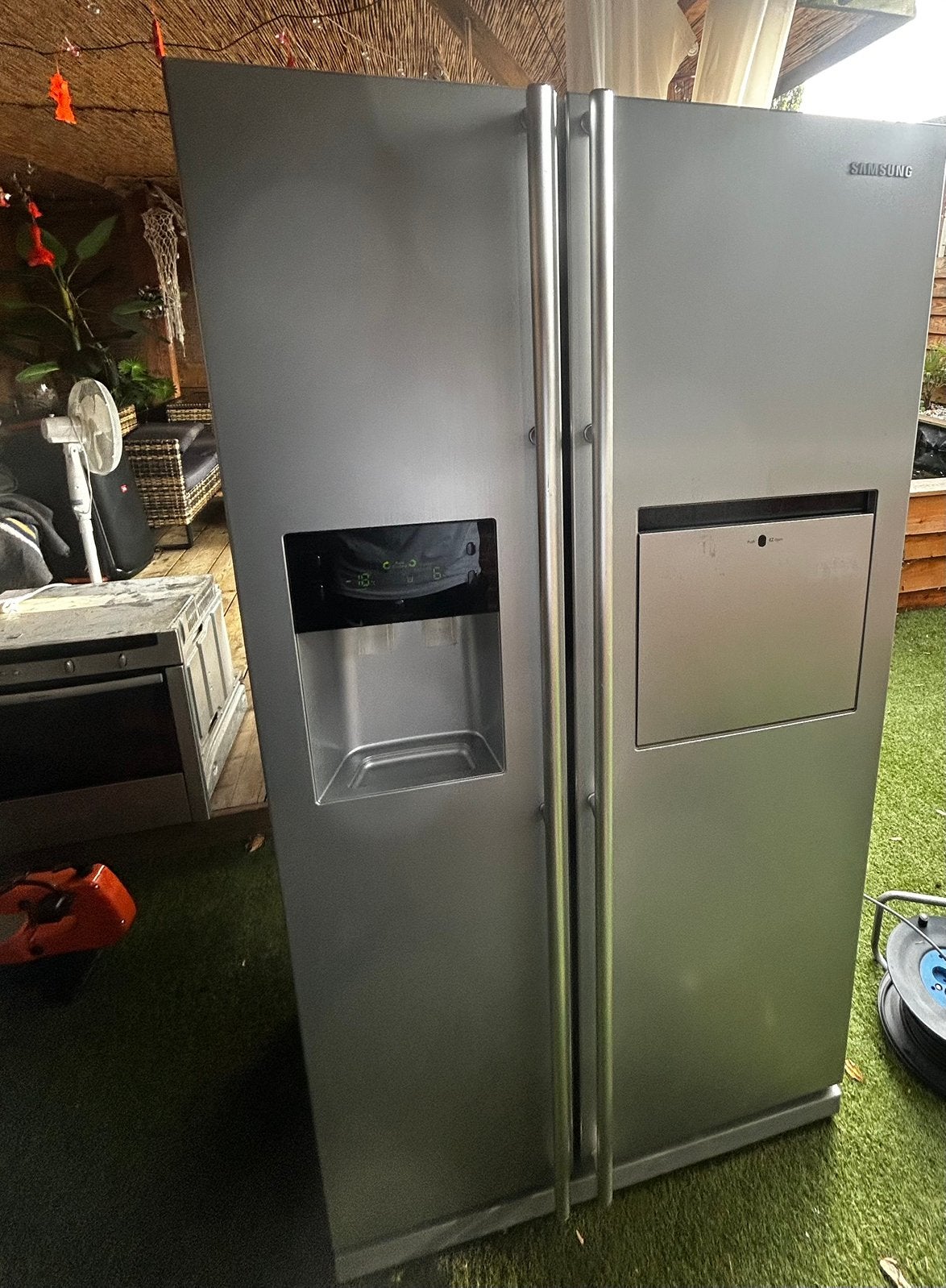 Samsung koel/vries combinatie met ijsblokjes machine!, Gebruikt, 200 liter of meer, 60 cm of meer, Met aparte vriezer