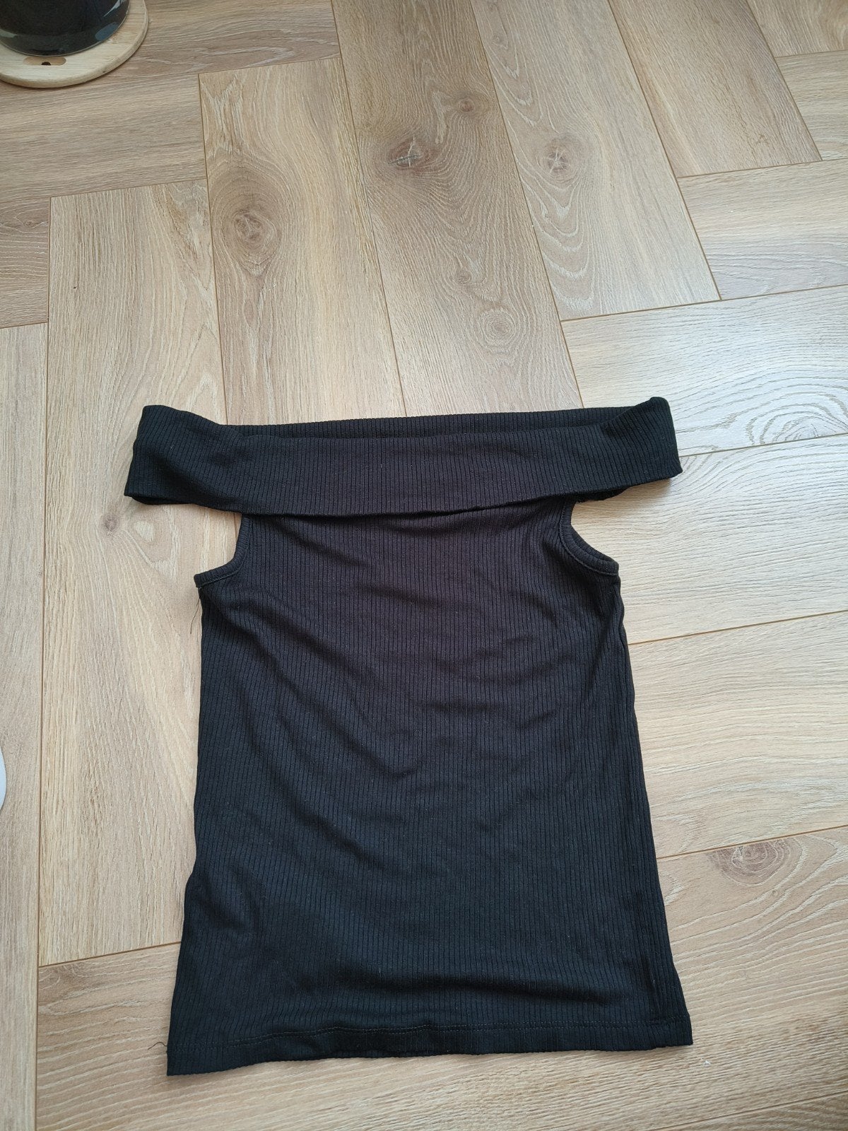 Stradivarius zwarte off shoulder rib top maat S, Zwart, Ophalen of Verzenden, Zo goed als nieuw, Stradivarius