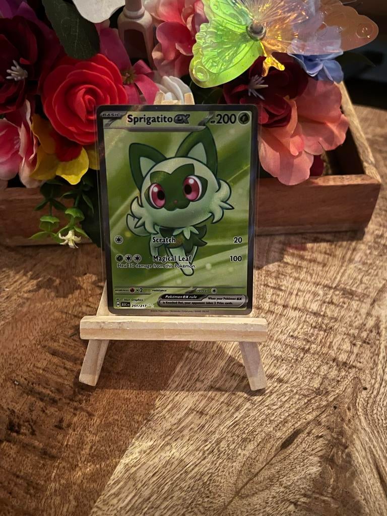 Sprigatito ex 251/217 - Pokémon Kaart, Ophalen of Verzenden, Zo goed als nieuw, Losse kaart