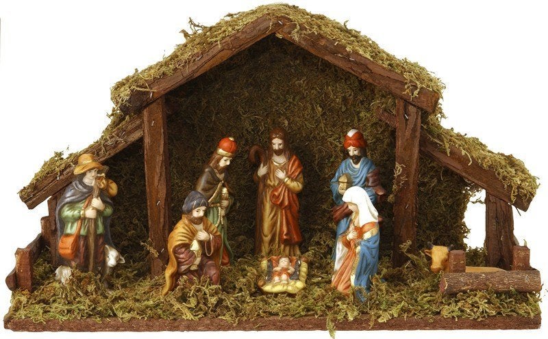 Kerststal 8 figuren, met verlichting - Nieuw in doos, Ophalen of Verzenden, Nieuw