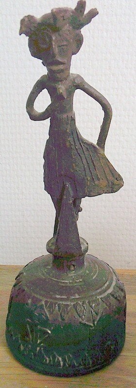 VINTAGE Afrikaanse bronzen bel in benin stijl, Antiek en Kunst, Ophalen of Verzenden