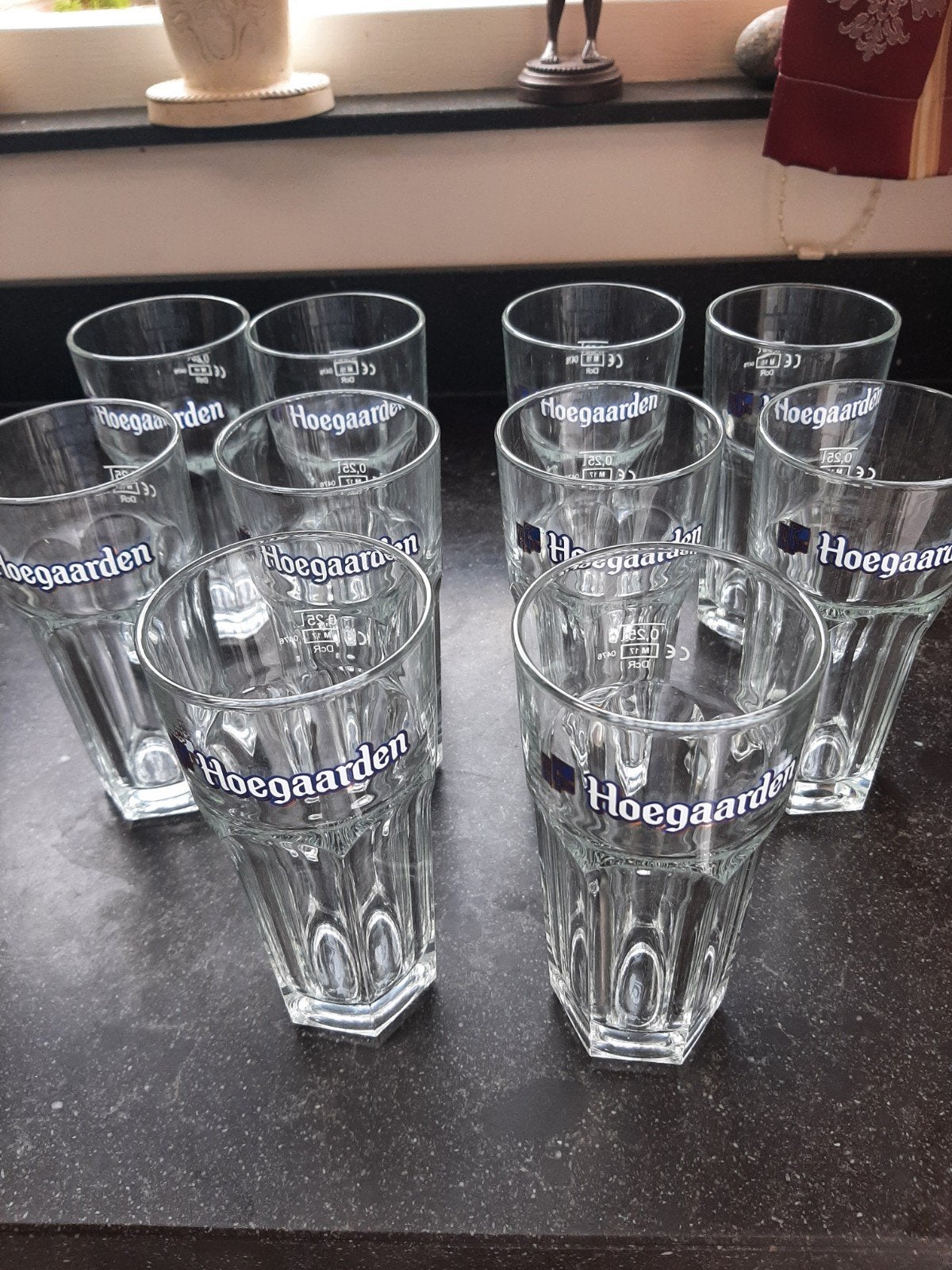 Hoegaarden bierglazen 0.25L - Set van 10, Ophalen, Zo goed als nieuw, Overige merken, Glas