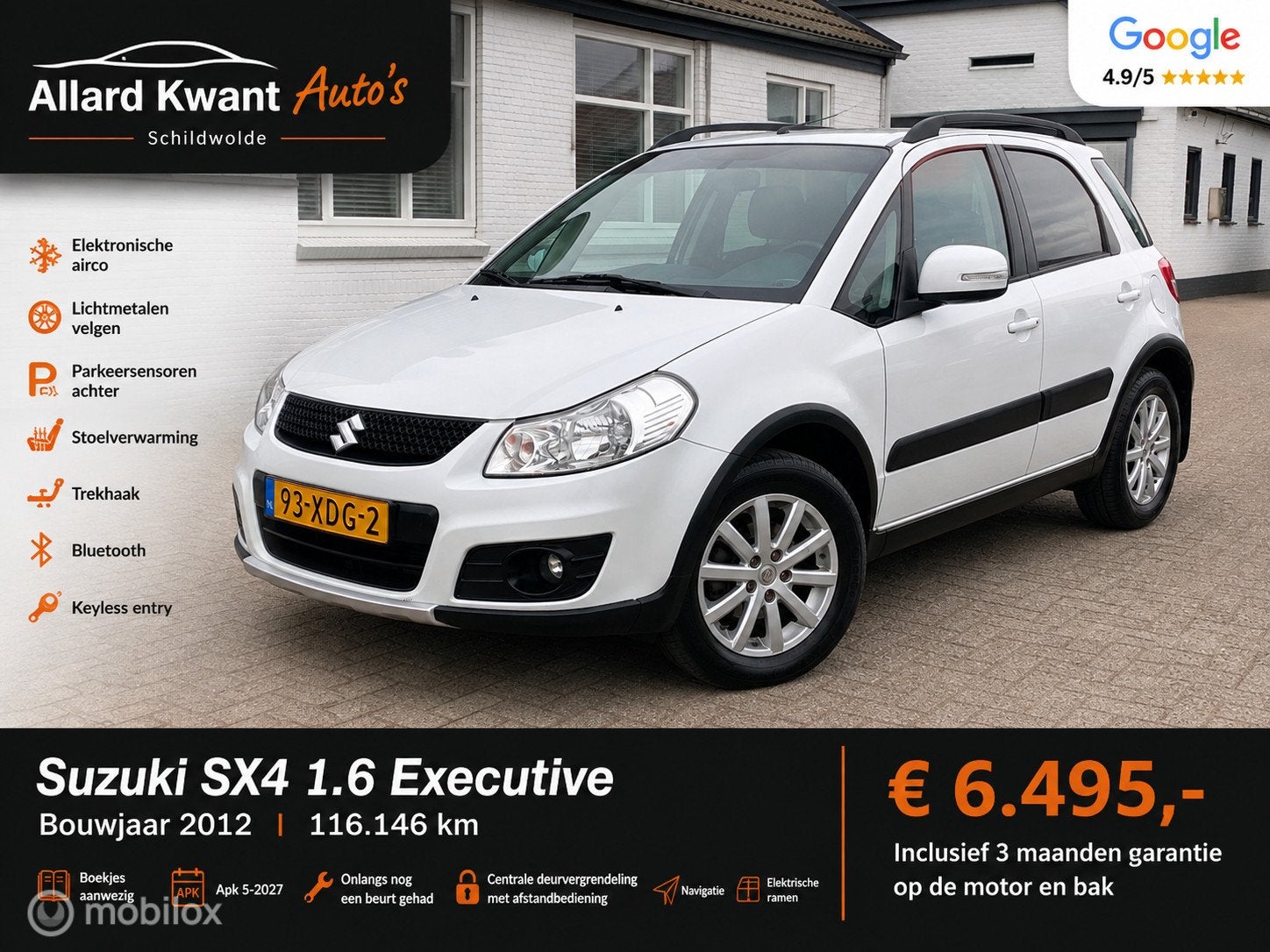 Suzuki SX4 1.6 Executive/Clima/Hoogzitter/Trekhaak/Bluetooth, Auto's, Voorwielaandrijving, Euro 5, Gebruikt, Origineel Nederlands