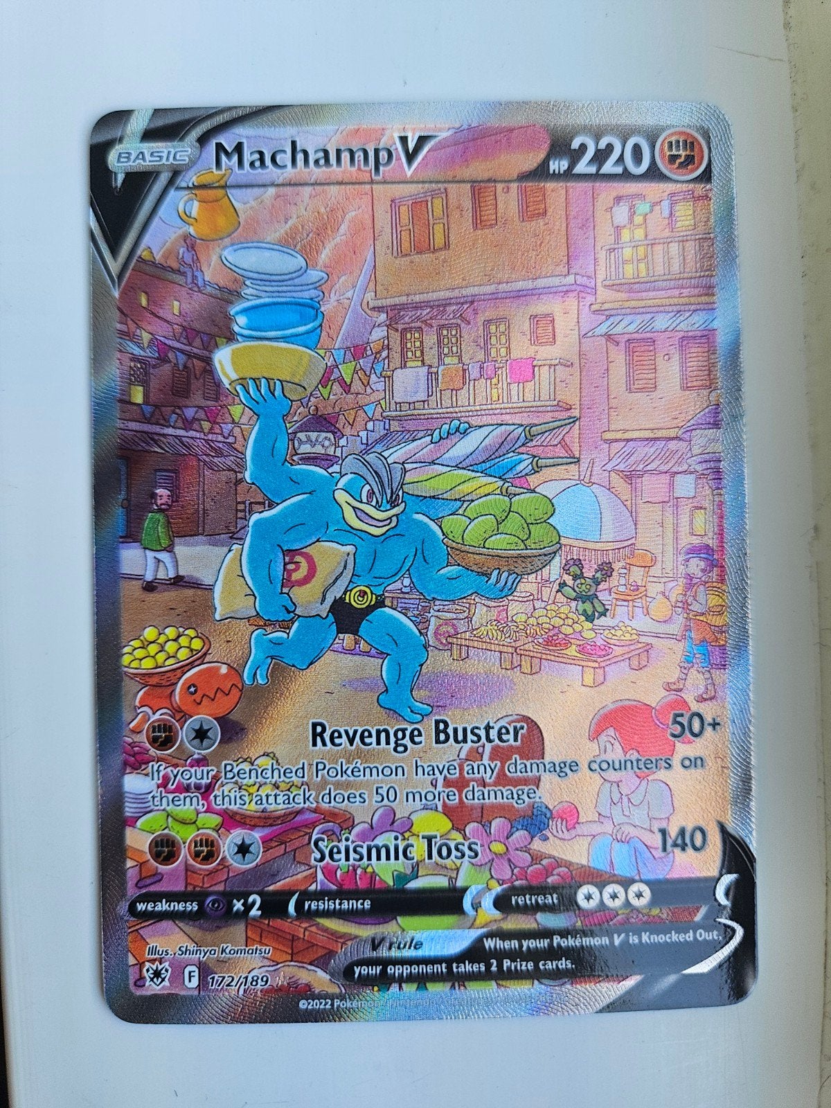 Machamp V Alt Art 172/189 Astral Radiance NM Pokémon, Ophalen of Verzenden, Zo goed als nieuw, Losse kaart, Foil