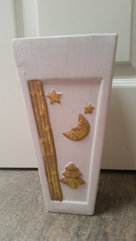 mooi vaas met kerstdecor, Beige, 25 cm, Ophalen of Verzenden, Zo goed als nieuw