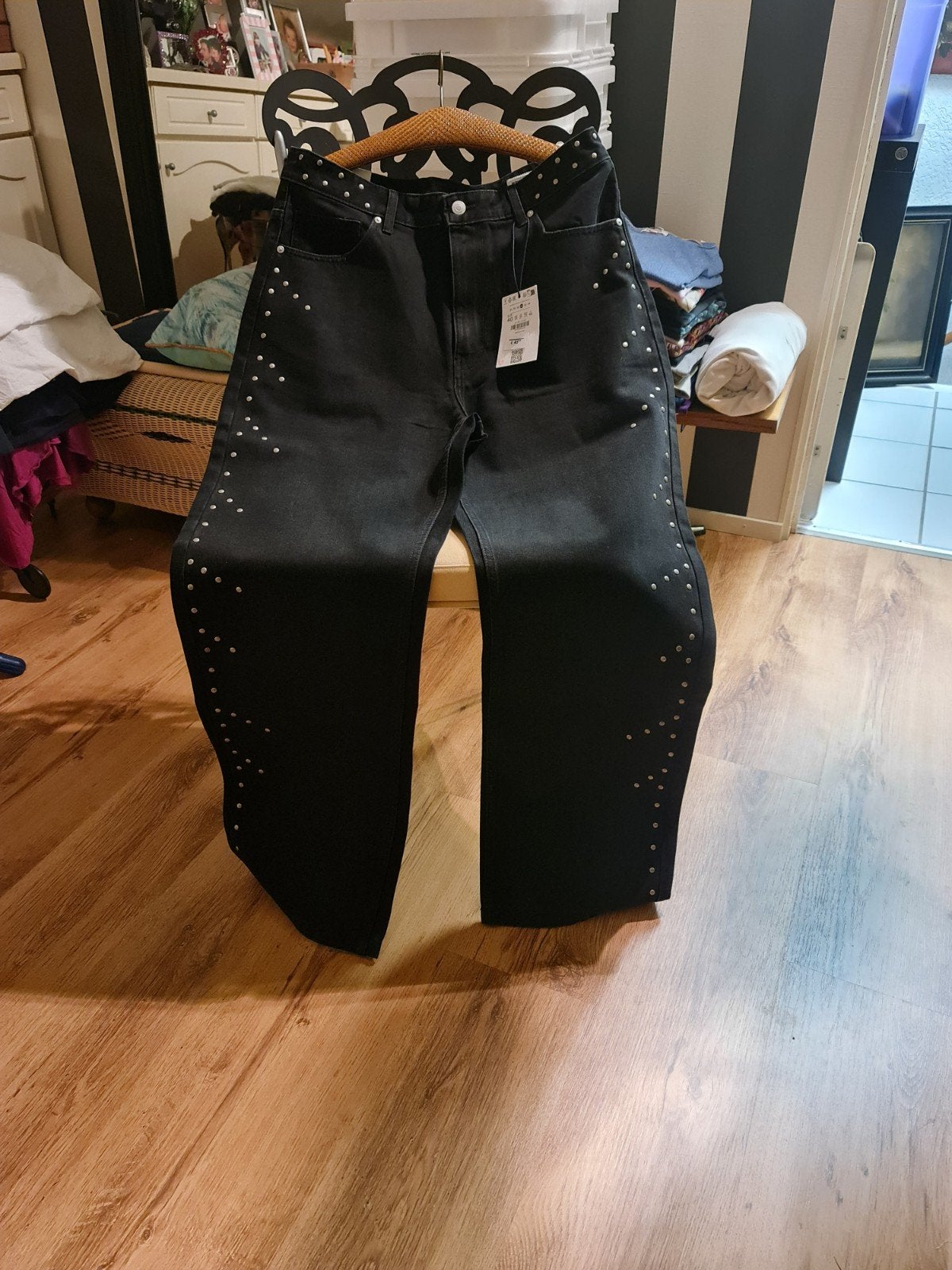 Zwarte breska jeans met studs, maat 40, Nieuw, Lang, Ophalen, Maat 38/40 (M)