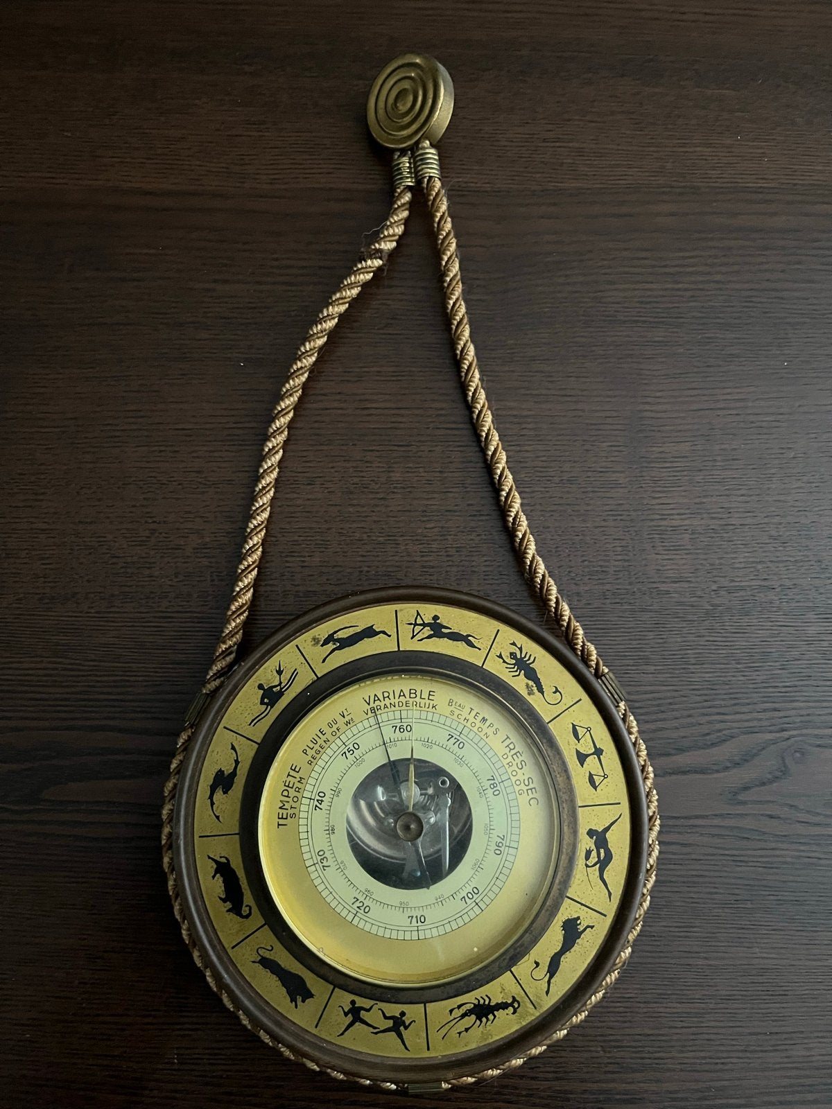 Antieke Barometer - Weermeter met Zodiac Tekens, ., Barometer, Ophalen of Verzenden, Zo goed als nieuw