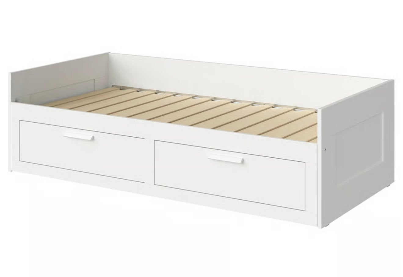 Ikea Brimnes uitschuifbaar bedbank, Ophalen, Eenpersoons, Wit, 80 cm
