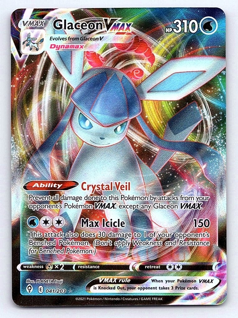 Glaceon VMAX EVS 41, Ophalen of Verzenden, Zo goed als nieuw, Losse kaart, Foil
