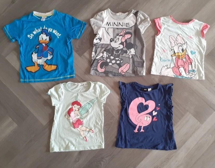 Pakket Disney T-Shirts Meisjes 5x, Maat 122 / 128, Disney, Meisje, Ophalen of Verzenden, Zo goed als nieuw