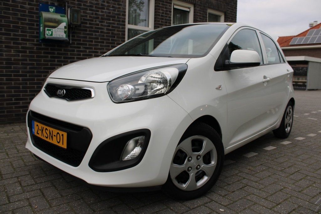 Kia Picanto 1.0 CVVT comfortline-5 drs-5 pers-airco-navi, Auto's, Euro 5, Gebruikt, 400 kg, Wit