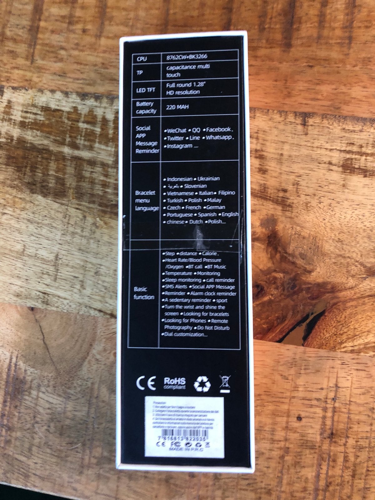 Smartwatch met hartslagmeter en stappenteller, Zwart, Nieuw, Ophalen of Verzenden, Waterdicht