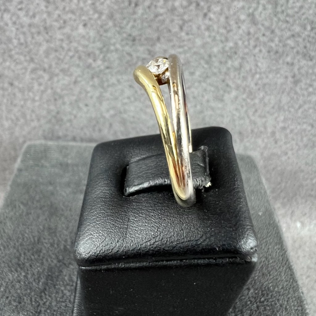 Gouden Ring | 14k* | 3,64g | solitair briljant|18,25| 411930, Sieraden, Tassen en Uiterlijk, Ringen, 18 tot 19, Gebruikt, Ophalen of Verzenden