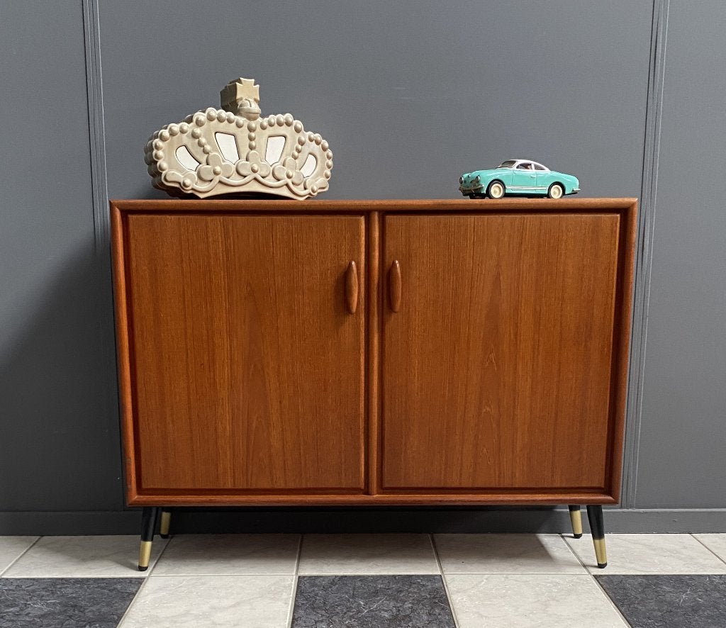 60 jaren teak smal hal boeken kastje Heinrich Riestenpatt, Ophalen, Teakhout, 50 tot 100 cm, Minder dan 100 cm