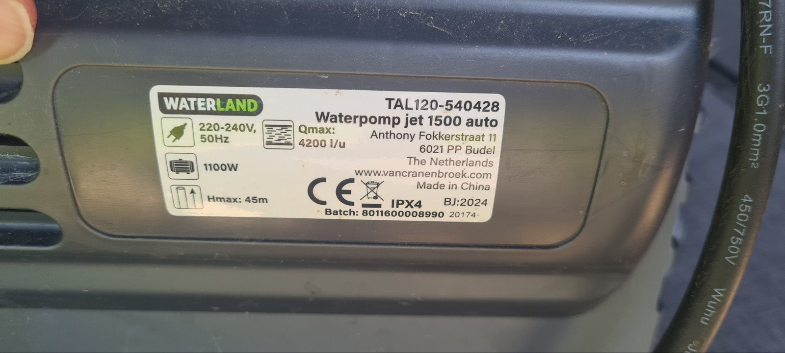 Waterland waterpomp, Ophalen of Verzenden, Gebruikt, Elektrisch, Beregeningspomp
