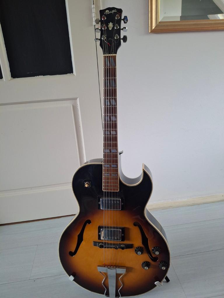 Maya ES-175 sunburst (1970s) - Vintage Lawsuit Replica, Ophalen of Verzenden, Hollow body