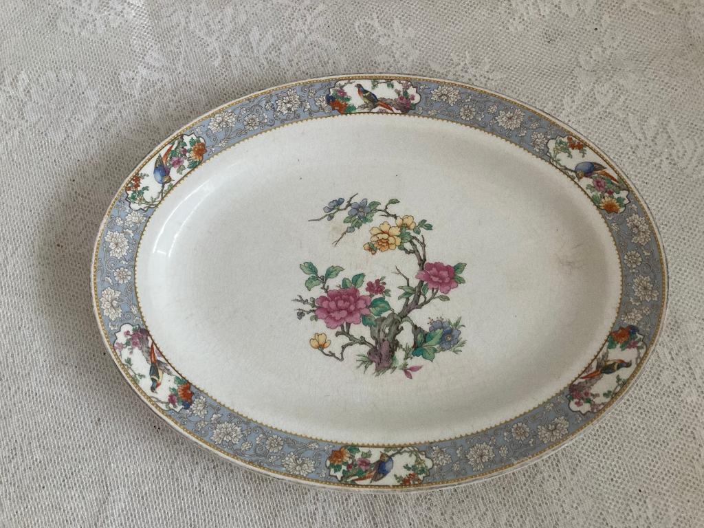 Brocante Engelse platte schaal - vleesschaal - serveerschaal, Antiek en Kunst, Antiek | Servies los, Ophalen of Verzenden