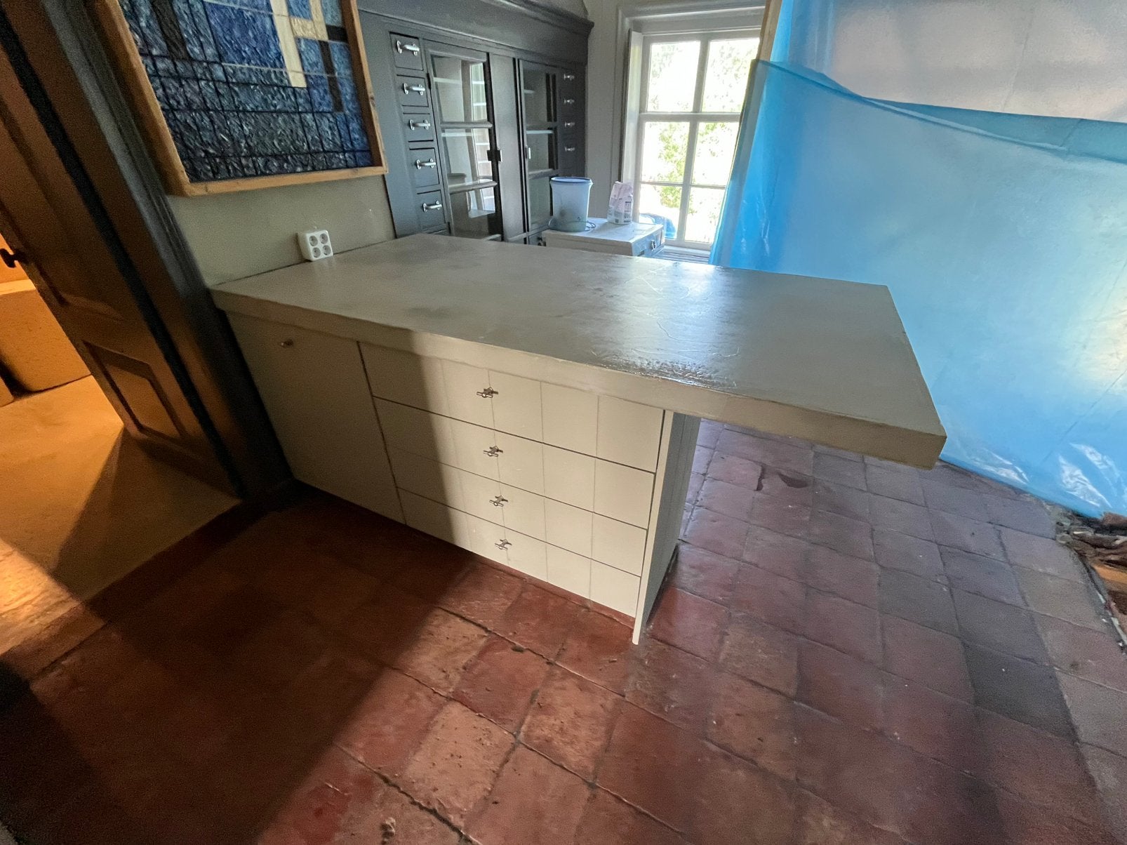 Keukenblok eiland t.e.a..b., Huis en Inrichting, Keuken | Keukenelementen, Ophalen, Gebruikt, Blauw, 75 cm of meer