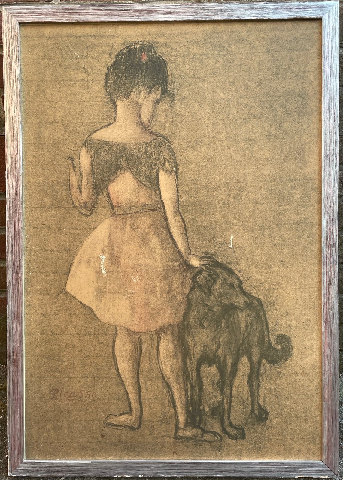 Fillette au chien. Picasso. Reproductie., Antiek en Kunst, Ophalen, Reproductie